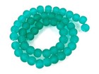 50 Czech Frosted Sea Glass Round   Rocaille Beads Matte - Sea Green 6mm