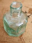 Antique Octagonal Aqua Green Glass Ink Bottle