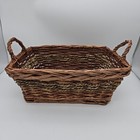 Vintage Lined Wicker Basket Rectangle With Cotton Linen Liner 12x10x5 Storage