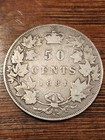 1881h Canadian 50 Cents Silver Coin