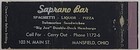 Vintage Front Strike Matchbook Cover Soprano Bar Mansfield Oh Ohio
