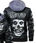 Men s Genuine Real Leather Jacket Black Skull Bomber Winter Hooded Jacket