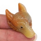 1 5  Wolf Head Pendant Natural Amazonite Crystal Stone Carving Healing Necklace