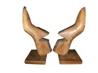 Vintage Mid Century 1958 Wooden Pair Cobbler Shoes Bookends 