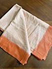 Indian Womens Pre-owned Vintage Cream orange Pure Silk Saree Sari Fabric crafts