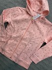 Cat   Jack Hoodie Girls Xl 14 Plus Pink Heart Print Full Zip Sweatshirt New