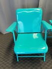 Vintage Metal Folding Chair Pair Patio Mid Century Modern Set Russell Wright 2