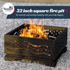 32inch Square-shaped Fire Pit outdoor Fire Pits With Spark Screen poker metal Sq