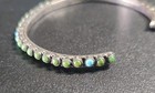 Vintage Native American Navajo Sterling Silver Needlepoint Turquoise Bracelet