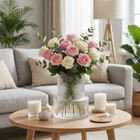 Ribbed Clear Flower Vase - Modern Fluted Glass Decor For Home  Office  Weddings 