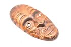 Vtg Maori Rotorua New Zealand Moana Wood Carving Polynesian Shell Tiki Mask 11 