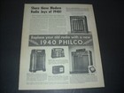 Lot Of 3 Different Vintage 1940 Philco Radio Magazine Ads Full Page Ads