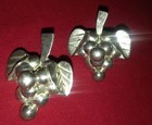 Vintage Taxco Mexico  925 Marked Al Sterling Silver Wine Grapes Earrings Pair