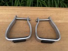 Pretty Engraved Aluminum Angled Western Saddle Stirrups  W Rubber Treads