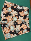 Columbia Men   s Swim Trunks L Black Floral Hawaiian Drawstring Pockets Lined