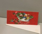 Vintage Christmas Card Santa s Sleigh Filled Gifts Presents Hallmark 60 s Unused