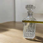 Vintage 70 s Square Glass Decanter   Stopper Heavy Diamond Cut Crystal