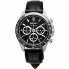 Seiko Spirit Black Dial Leather Band Chronograph Men s Watch Sbtr021