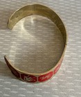 70s Vintage Zodiac Cuff Bracelet Goldtone Red Enamel 12 Astrology Signs Unisex