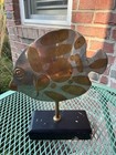 Vintage Brass And Silver Fish Sculpture On Wooden Stand