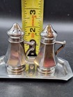 Vintage V  Lollo Ny Pewter Salt   Pepper Shakers On Mini Tray