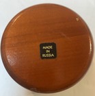Vintage Russian Wooden Folk Art Round Trinket Box Hand Carved  Excellent Conditi