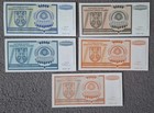 Croatia Knin Lot 5x  1993  10 20 100  500 Million Dinara  Unc