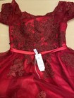 New Red Elegant Evening Gown Beautiful Lace Boat Neck Prom Wedding Dress Highlow
