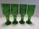 Vintage Green Glass Set 4 Grolsch Beer Bottle Goblets 14-16 Oz Eco-friendly Usa