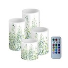 Flameless Light Candles 4 Pack Battery Operated With Color Leaf Green White