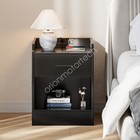 Modern Nightstand End Table With Hidden Drawer   Charger Station For Bedroom