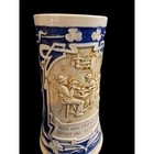 Vintage German Beer Stein Cobalt Stoneware Bier Und Scene In Relief