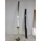 Vintage Dragon Head Samurai Katana Sword Decorative 42  Black Scabbard Display