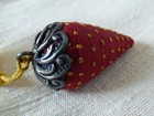 Antique Victorian Sewing Pin Needle Cushion Strawberry Emery W   Silver Top