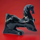 Large Vintage Mid Century Black Drip Glaze Stallion Sculpture Ceramic Horse