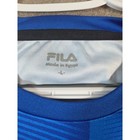 Fila Mens Blue Geometric Graphic Raglan Short Sleeve Activewear Shirt Size L
