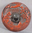 19c Japanese Lacquer Netsuke Scholars  Cock Fight Boy Chicks