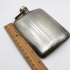 Antique E jb Silver Plated Whiskey Hip Travel Flask Striped Engravable