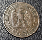 1854 France 10 Centimes Coin