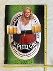 Vtg St Pauli Girl German Beer Poster Sexy Hot Babe Pinup Bar Garage Man Cave