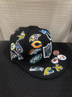 New Nfl Teams Patch Logos All-over Black Fitted Hat 59flfty Era Baseball Cap
