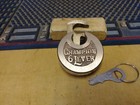 Antique vintage Miller Champion 6 Lever Push Key Pancake Padlock W key    221