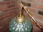 Vintage Glass Pattern Bubble Glass Hanging Light Swag Lamp Globe Green