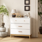 3-drawer Storage Cabinet With Rose Gold Handles   Solid Wood Base White