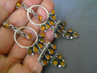 Southwestern Style Amber Cluster Sterlin Silver Hoop Chandelier Post Earrings 3 