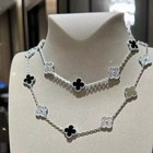 Vca Vintage Alhambra Diamond Black Onyx 20 Motifs White Gold Necklace Box Set