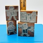 Vintage Set Of 4 Letterpress Metal Wood Mounted Printing Stamps