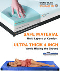 Extra Thick  4 Inch Memory Foam Camping Mattress  Roll Up Floor Sleeping Mat Cam