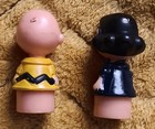Vintage Peanuts 1950 United Features Little People Figures- Charlie Brown   Lucy