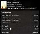 Dune  Part Three Imax 70mm - 2 Tickets - Cinemark 17 Dallas - Dec 24 3 15pm